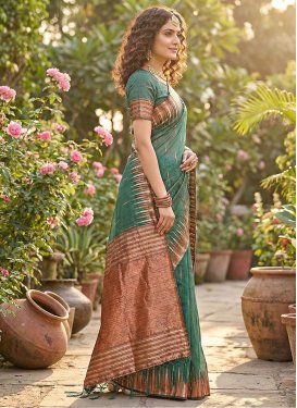 Woven Work Cotton Silk Classic Saree in Green for Women