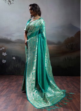 Woven Work Silk Blend Traditional Saree in Sea Green for Women