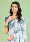 Blue and Off White Trendy Classic Saree For Casual - 2