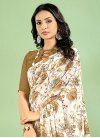 Brown and Off White Faux Chiffon Designer Contemporary Style Saree - 1