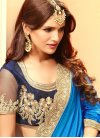 Conspicuous  Blue and Navy Blue Faux Georgette Half N Half Saree - 1