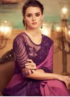 Purple and Rose Pink Embroidered Work Trendy Classic Saree - 1