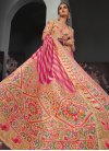 Art Silk Peach and Rose Pink Embroidered Work Designer Contemporary Style Saree - 2