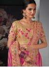 Art Silk Peach and Rose Pink Embroidered Work Designer Contemporary Style Saree - 1