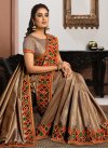 Embroidered Work Satin Silk Trendy Classic Saree - 1
