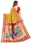 Mustard and Red Woven Work Designer Contemporary Saree - 2