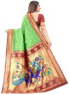 Mint Green and Red Woven Work Designer Traditional Saree - 1