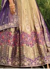 Silk Beige and Purple Embroidered Work A Line Lehenga Choli - 1
