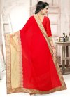 Groovy Lace Work  Faux Georgette Designer Contemporary Style Saree - 1