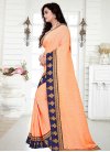 Embroidered Work Navy Blue and Peach Traditional Saree - 1