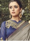 Flamboyant Navy Blue and Silver Color Contemporary Style Saree For Festival - 1