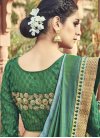 Affectionate Green and Light Blue Lace Work Contemporary Saree - 2