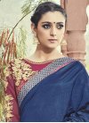Gleaming Maroon and Navy Blue Trendy Saree For Ceremonial - 1
