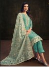 Organza Pant Style Straight Salwar Kameez For Festival - 1