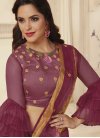 Embroidered Work Beige and Purple Trendy Classic Saree - 1