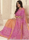 Magenta and Peach Embroidered Work Traditional Saree - 1