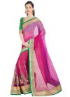 Brasso Green and Rose Pink Embroidered Work Classic Saree - 1