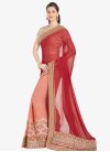 Faux Chiffon Red and Salmon Half N Half Trendy Saree For Ceremonial - 1