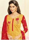 Cotton Silk Embroidered Work Trendy Churidar Salwar Suit - 1