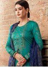 Aqua Blue and Navy Blue Palazzo Style Pakistani Salwar Suit For Festival - 1