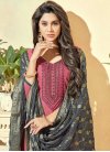 Beads Work Cotton Silk Grey and Pink Trendy Churidar Salwar Suit - 1