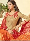 Cotton Silk Beige and Red Pant Style Straight Salwar Kameez - 1
