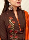Coffee Brown and Orange Trendy Churidar Suit For Casual - 1