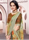 Brown and Sea Green Trendy Classic Saree For Ceremonial - 1
