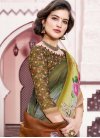 Olive and Rust Digital Print Work Contemporary Style Saree - 1