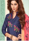 Navy Blue and Salmon Trendy Churidar Suit For Casual - 1