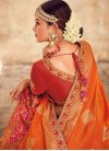 Orange and Red Embroidered Work A - Line Lehenga - 2