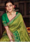 Embroidered Work Green and Olive Traditional Designer Saree - 1