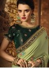 Satin Silk Green and Mint Green Embroidered Work Contemporary Style Saree - 1
