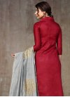 Grey and Maroon Cotton Pant Style Classic Suit - 1