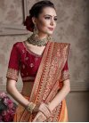 Embroidered Work Orange and Red Traditional Saree - 2