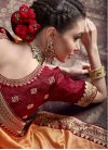 Embroidered Work Orange and Red Traditional Saree - 1