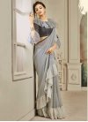 Strips Print Work Faux Georgette Contemporary Style Saree - 1