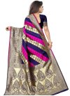 Navy Blue and Rose Pink Woven Work Trendy Classic Saree - 1
