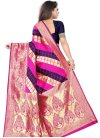 Navy Blue and Rose Pink Trendy Classic Saree For Casual - 1