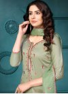 Rose Pink and Sea Green Pant Style Straight Salwar Kameez - 1