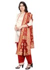 Cream and Red Tafeta Silk Trendy Patiala Salwar Suit - 2
