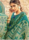 Abstract Print Cotton Designer Palazzo Suit in Teal - 1
