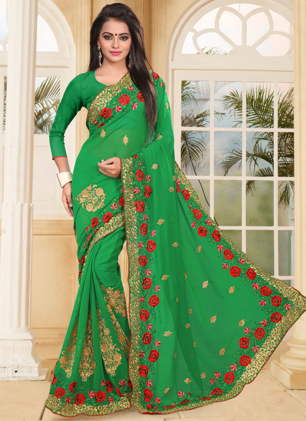 Admirable Booti Work Designer Contemporary Style Saree For Ceremonial