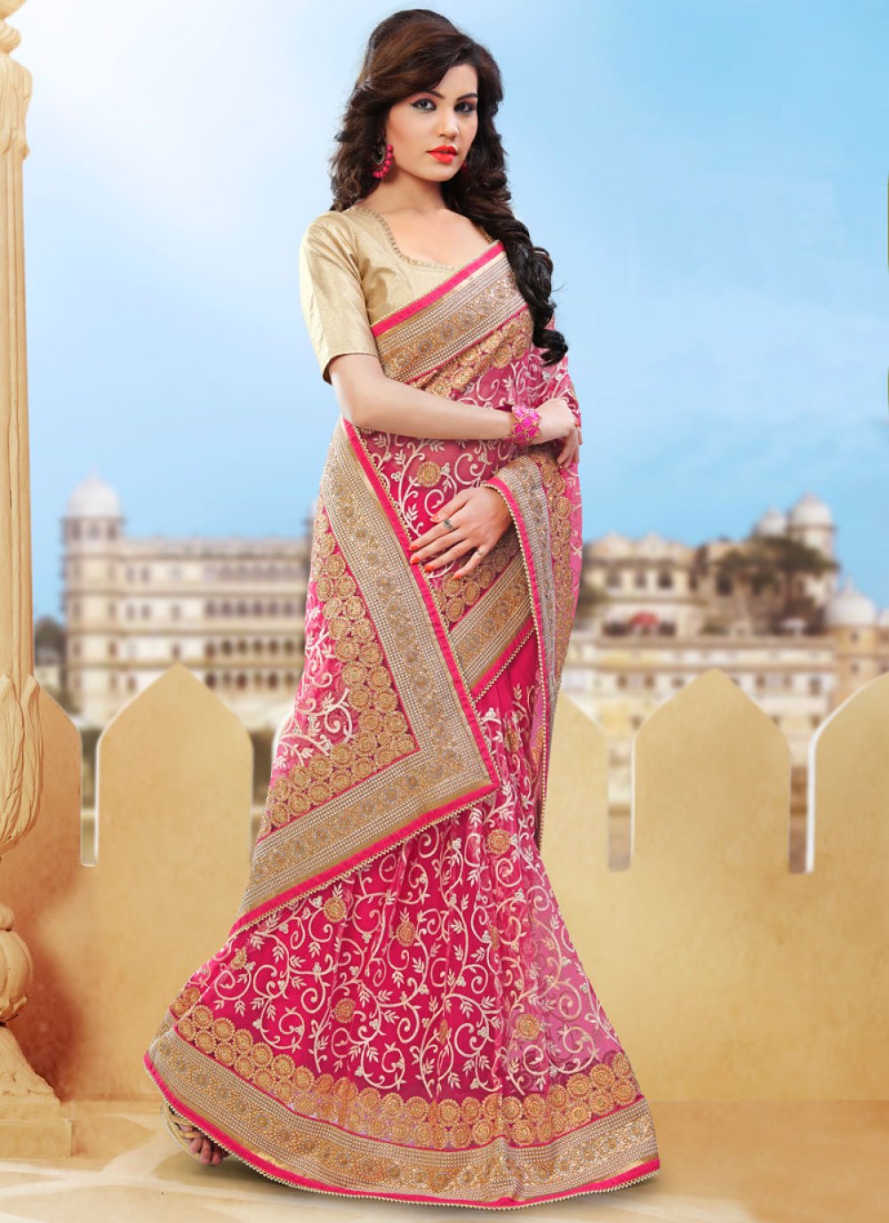 Pink Chiffon Party Wear Stone Work Saree 24937 | Saree, Saree designs,  Fashion