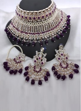 Alloy Beads Work Gold Rodium Polish Necklace Set