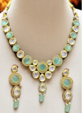 Alloy Beads Work Gold Rodium Polish Necklace Set