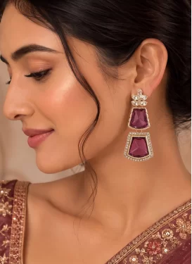 Alloy Gold Rodium Polish Earrings For Festival