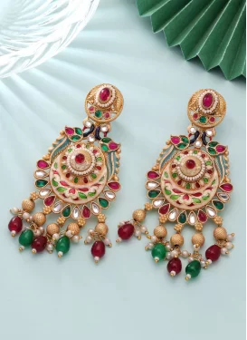 Alloy Gold Rodium Polish Earrings For Festival