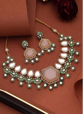 Alloy Gold Rodium Polish Multi Colour Woven Work Necklace Set