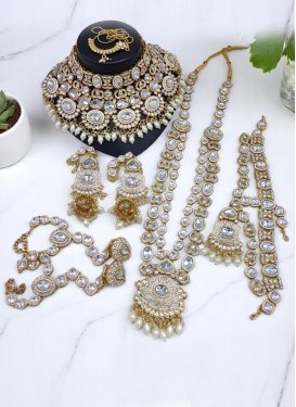 Alloy Gold Rodium Polish Off White Beads Work Bridal Jewelry